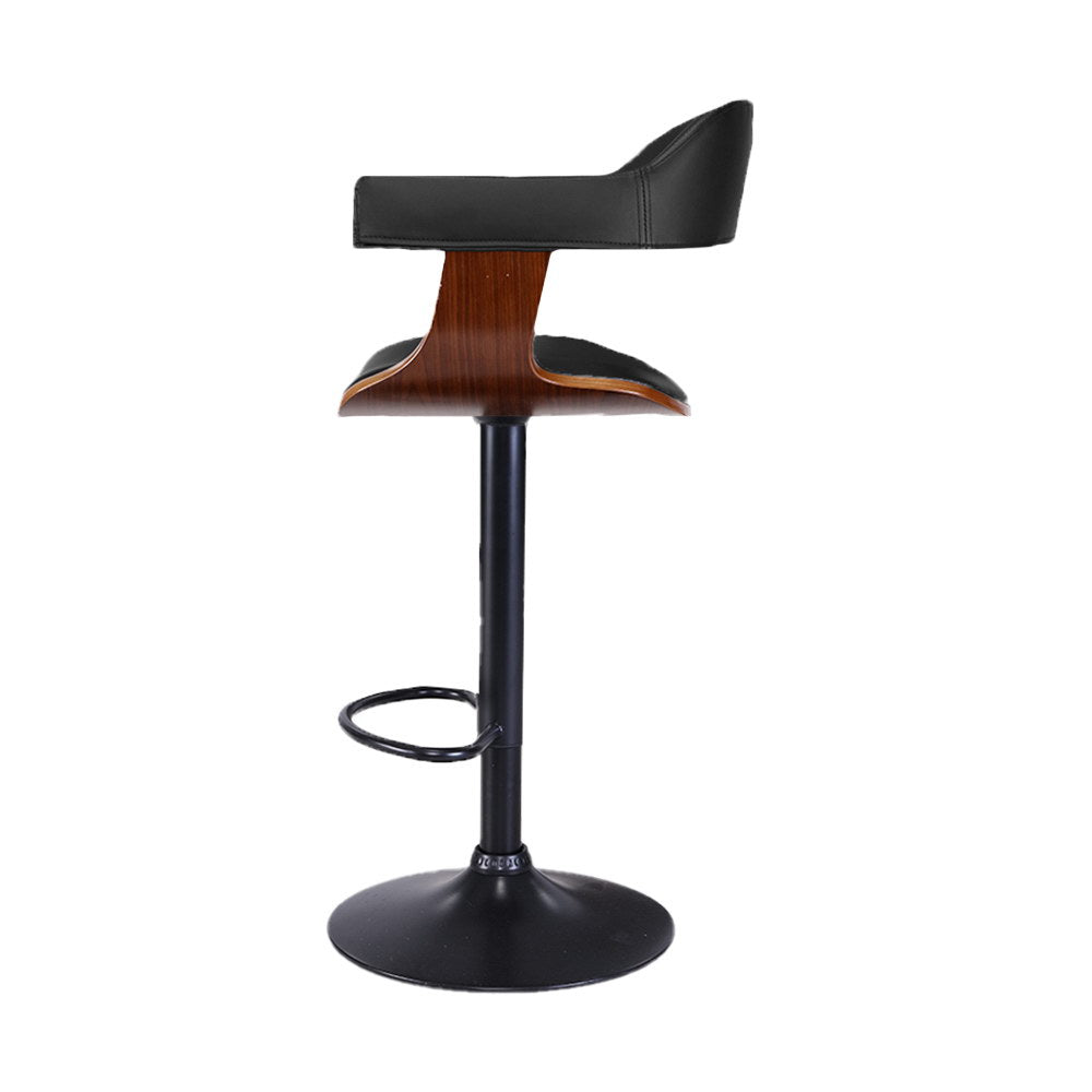 Sabrina PU Leather Gas-Lift Swivel Bar Stool Set of 2 – Black