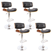 Cherry PU Leather Gas-Lift Swivel Bar Stool Set of 4 – Black
