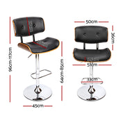 Cherry PU Leather Gas-Lift Swivel Bar Stool Set of 4 – Black