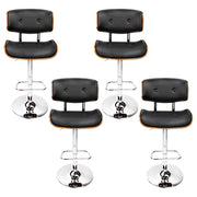 Cherry PU Leather Gas-Lift Swivel Bar Stool Set of 4 – Black