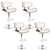 Cherry PU Leather Gas-Lift Swivel Bar Stool Set of 4 – White