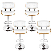 Cherry PU Leather Gas-Lift Swivel Bar Stool Set of 4 – White