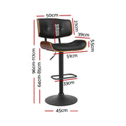 Cherry PU Leather Gas-Lift Swivel Bar Stool Set of 2 – Black