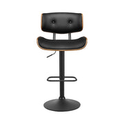 Cherry PU Leather Gas-Lift Swivel Bar Stool Set of 2 – Black