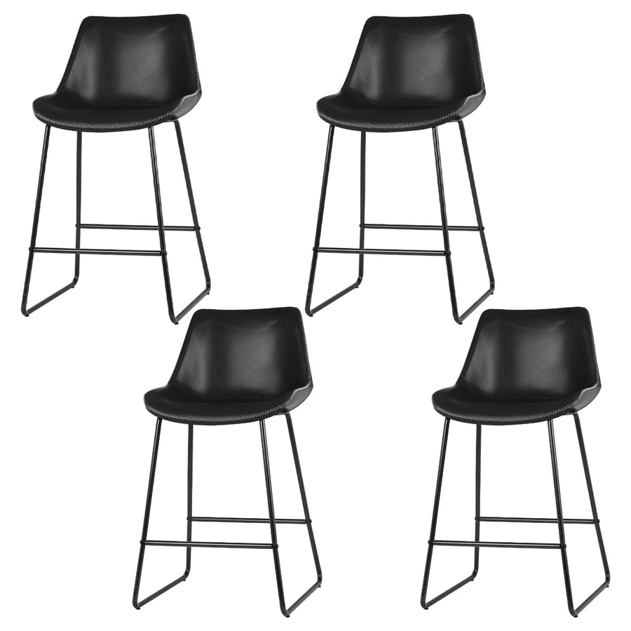 Fenella PU Leather Bar Stool Set of 4 – Black
