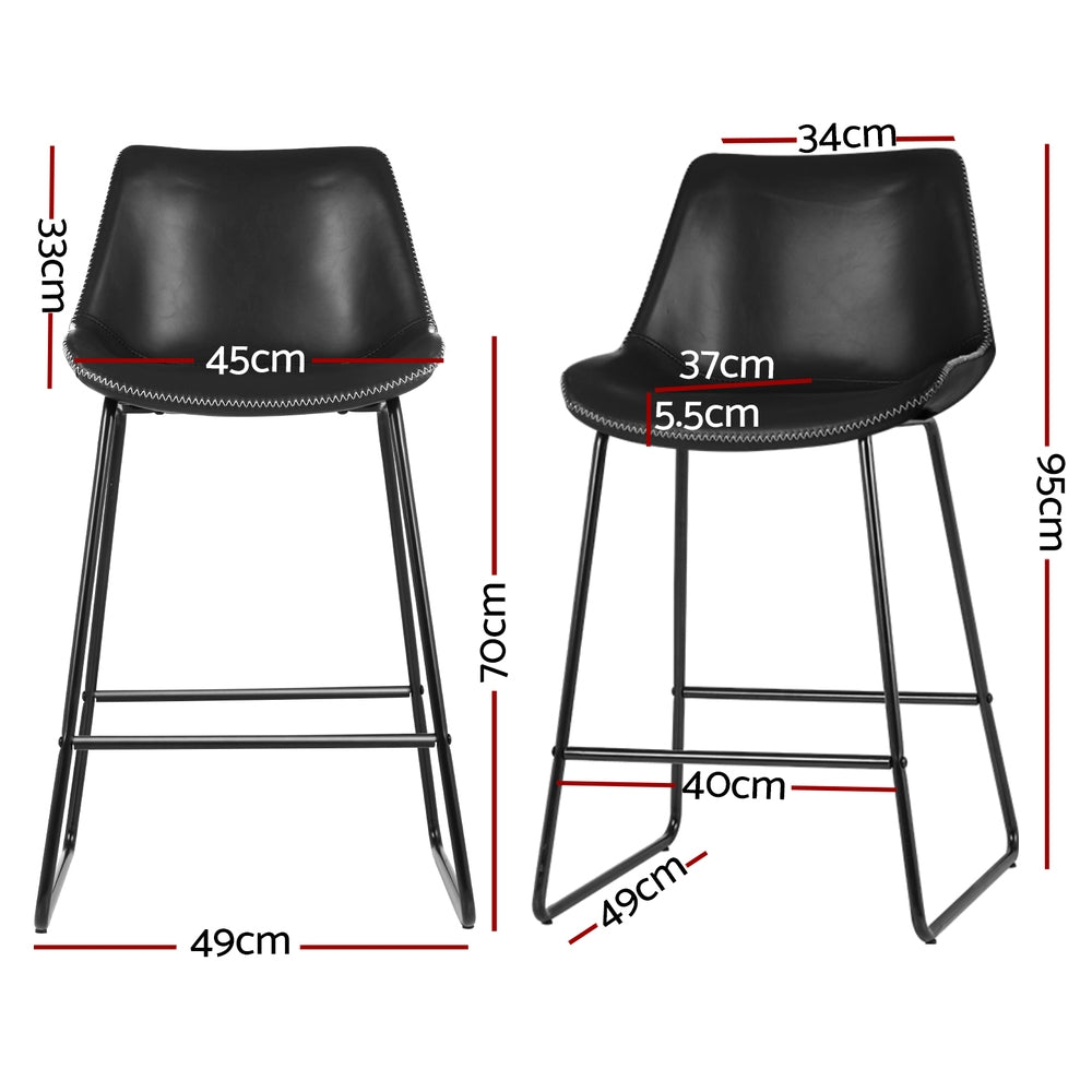 Fenella PU Leather Bar Stool Set of 4 – Black
