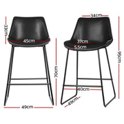 Fenella PU Leather Bar Stool Set of 4 – Black