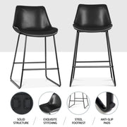 Fenella PU Leather Bar Stool Set of 4 – Black