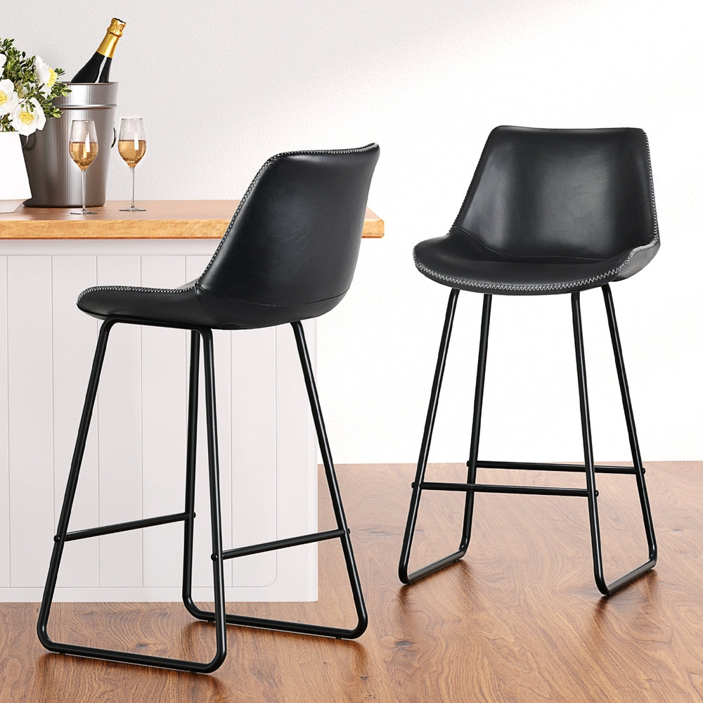 Fenella PU Leather Bar Stool Set of 4 – Black