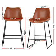 Fenella PU Leather Bar Stool Set of 4 – Brown — image 2