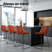 Fenella PU Leather Bar Stool Set of 4 – Brown — image 4