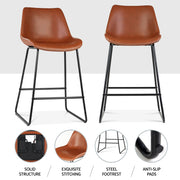 Fenella PU Leather Bar Stool Set of 4 – Brown — image 5