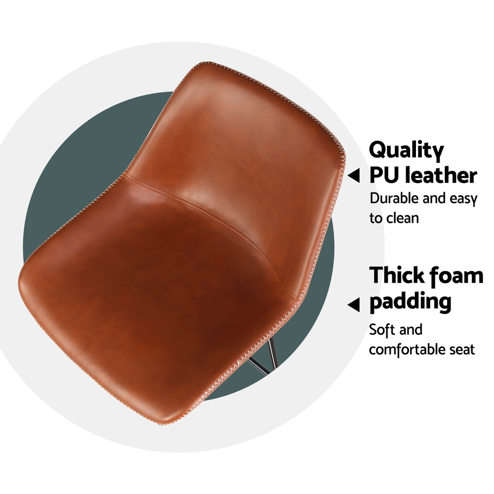 Fenella PU Leather Bar Stool Set of 4 – Brown — image 6