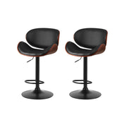 Joyce PU Leather Gas-Lift Swivel Bar Stool Set of 2 – Black