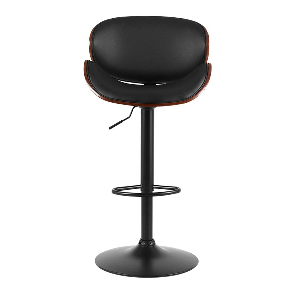 Joyce PU Leather Gas-Lift Swivel Bar Stool Set of 2 – Black