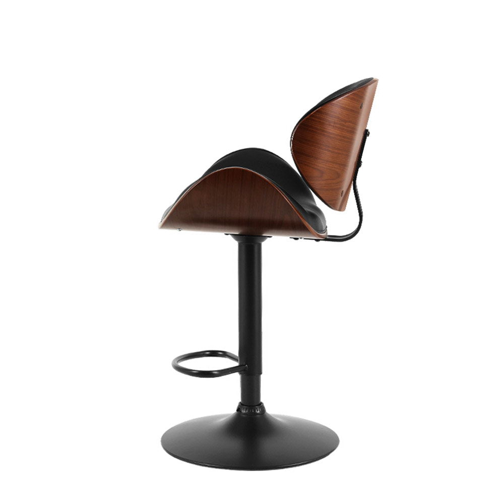 Joyce PU Leather Gas-Lift Swivel Bar Stool Set of 2 – Black