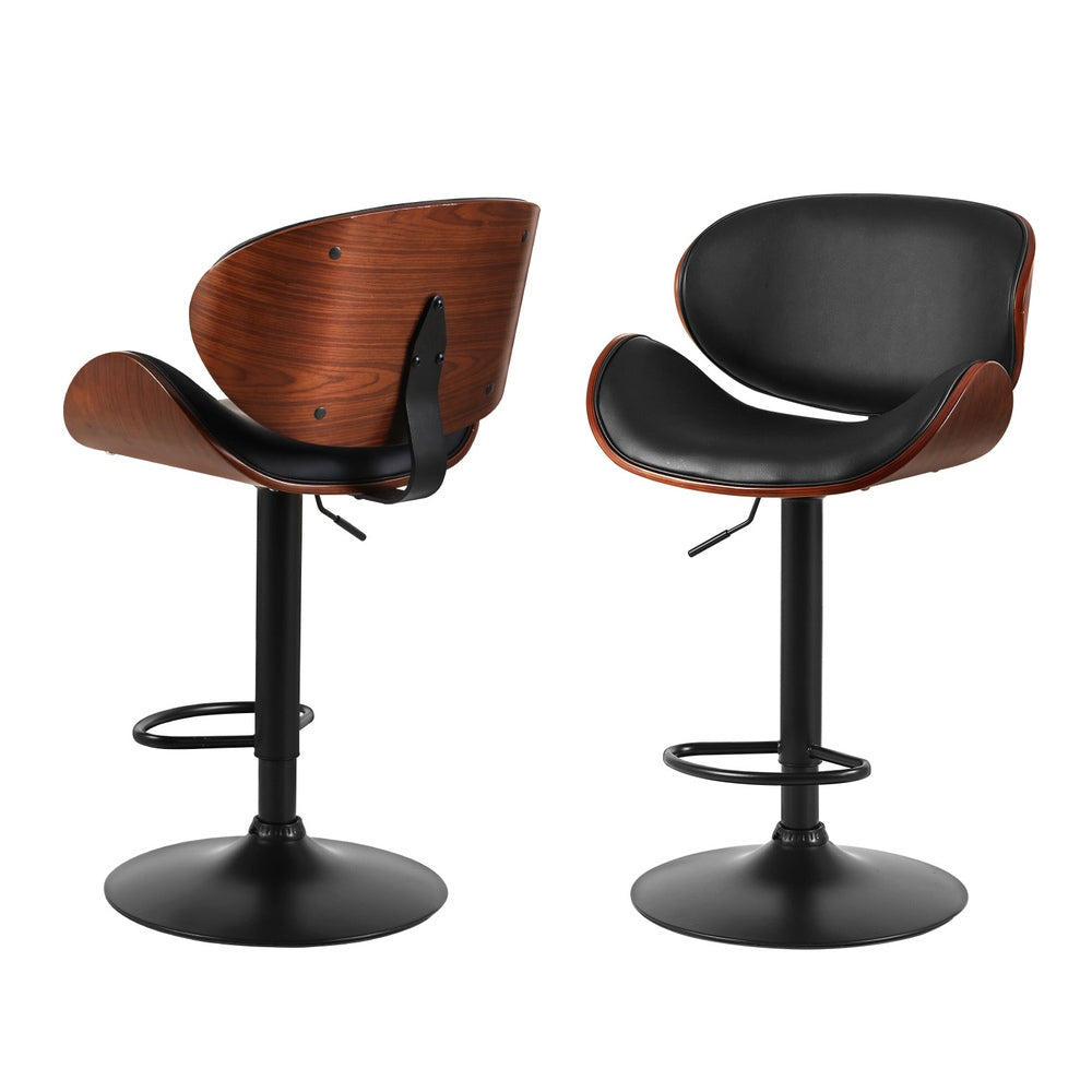 Joyce PU Leather Gas-Lift Swivel Bar Stool Set of 4 – Black