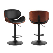 Joyce PU Leather Gas-Lift Swivel Bar Stool Set of 4 – Black