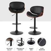 Joyce PU Leather Gas-Lift Swivel Bar Stool Set of 4 – Black