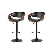 Ambrus PU Leather Gas-Lift Swivel Bar Stool Set of 2 – Black