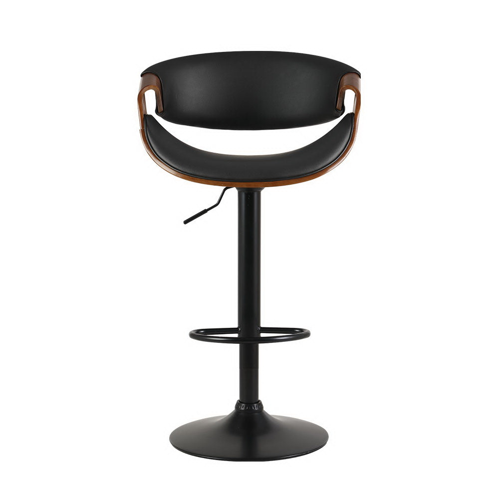 Ambrus PU Leather Gas-Lift Swivel Bar Stool Set of 2 – Black