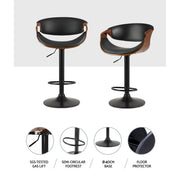 Ambrus PU Leather Gas-Lift Swivel Bar Stool Set of 2 – Black