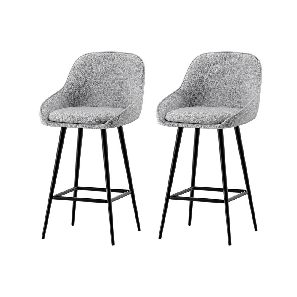 Bailey Fabric Bar Stool Set of 2 – Grey