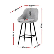 Bailey Fabric Bar Stool Set of 2 – Grey