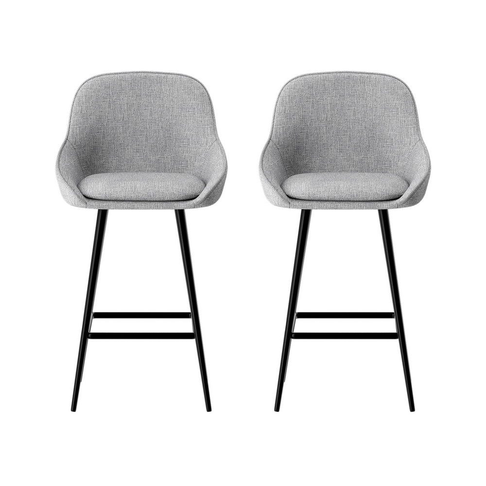 Bailey Fabric Bar Stool Set of 2 – Grey