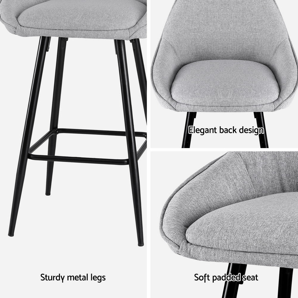 Bailey Fabric Bar Stool Set of 2 – Grey