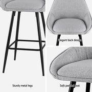 Bailey Fabric Bar Stool Set of 2 – Grey