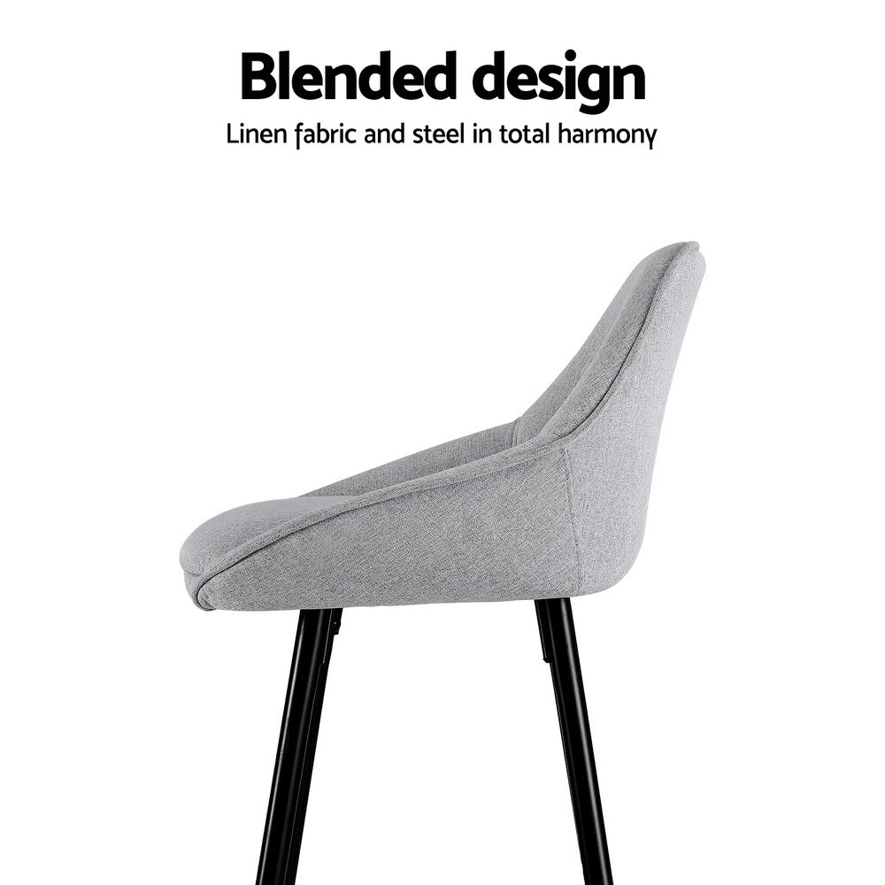 Bailey Fabric Bar Stool Set of 2 – Grey