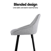Bailey Fabric Bar Stool Set of 2 – Grey