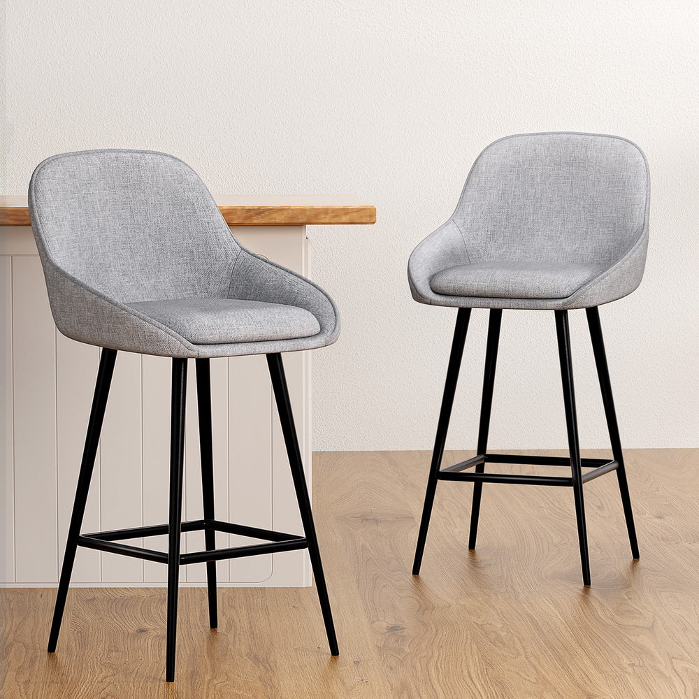 Bailey Fabric Bar Stool Set of 2 – Grey
