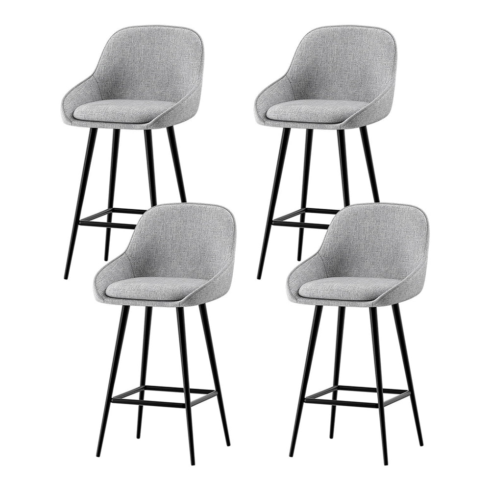 Bailey Fabric Bar Stool Set of 4 – Grey