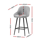 Bailey Fabric Bar Stool Set of 4 – Grey