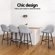 Bailey Fabric Bar Stool Set of 4 – Grey