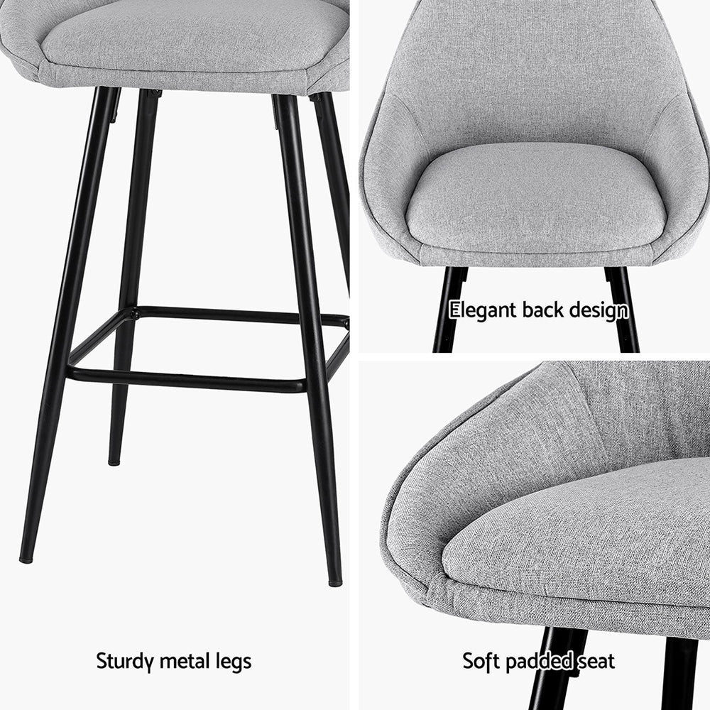 Bailey Fabric Bar Stool Set of 4 – Grey