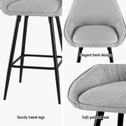 Bailey Fabric Bar Stool Set of 4 – Grey