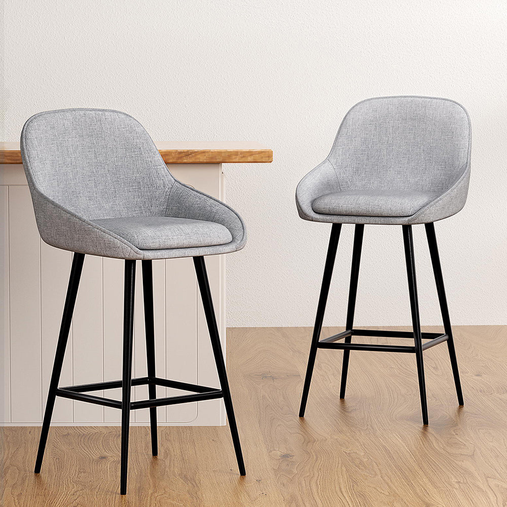 Bailey Fabric Bar Stool Set of 4 – Grey