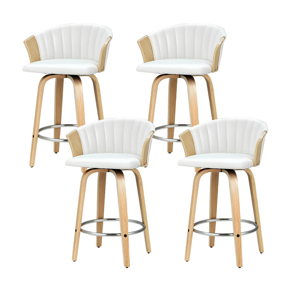 Ricardo PU Leather Swivel Bar Stool Set of 4 – White