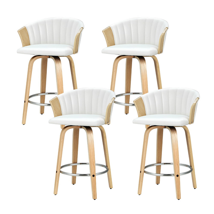 Ricardo PU Leather Swivel Bar Stool Set of 4 – White