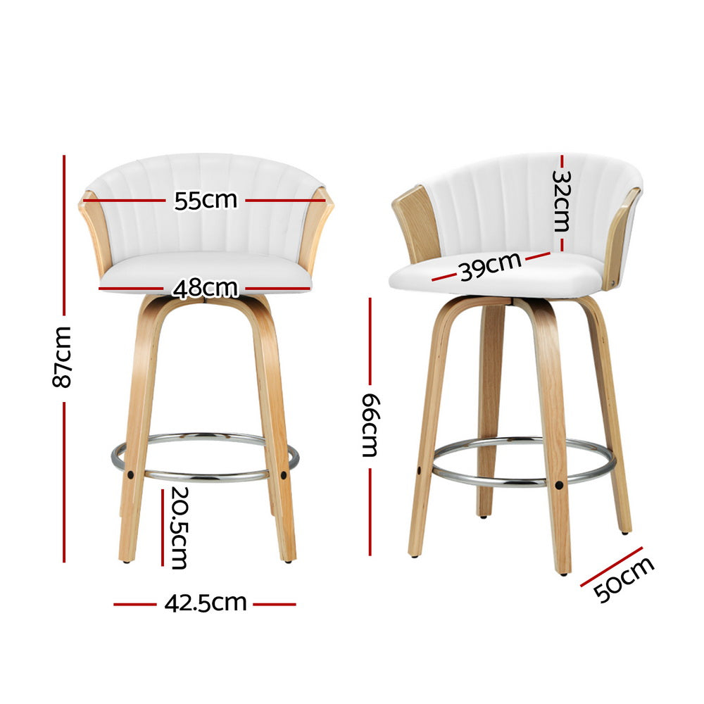 Ricardo PU Leather Swivel Bar Stool Set of 4 – White