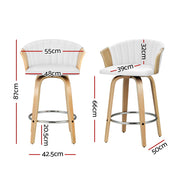 Ricardo PU Leather Swivel Bar Stool Set of 4 – White