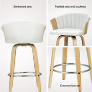 Ricardo PU Leather Swivel Bar Stool Set of 4 – White