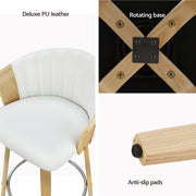 Ricardo PU Leather Swivel Bar Stool Set of 4 – White