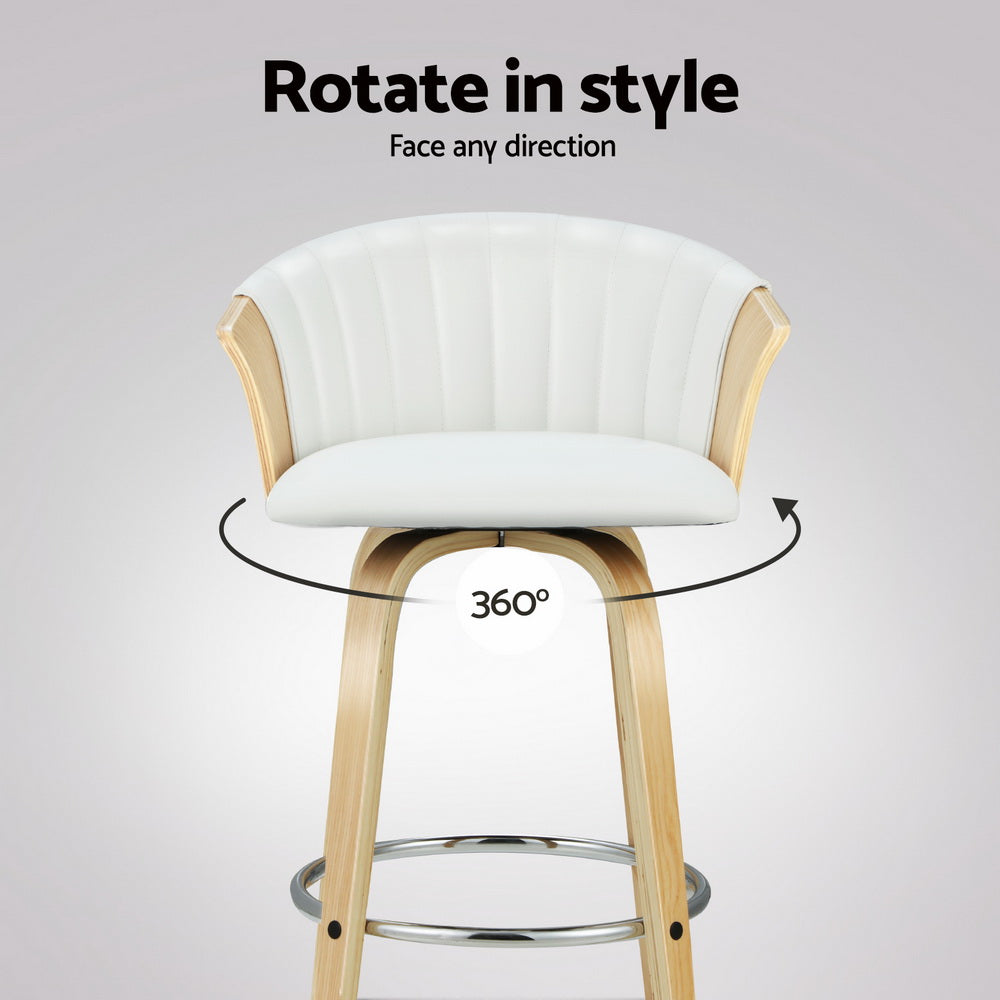 Ricardo PU Leather Swivel Bar Stool Set of 4 – White