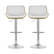 Galina PU Leather Gas-Lift Swivel Bar Stool Set of 2 – White