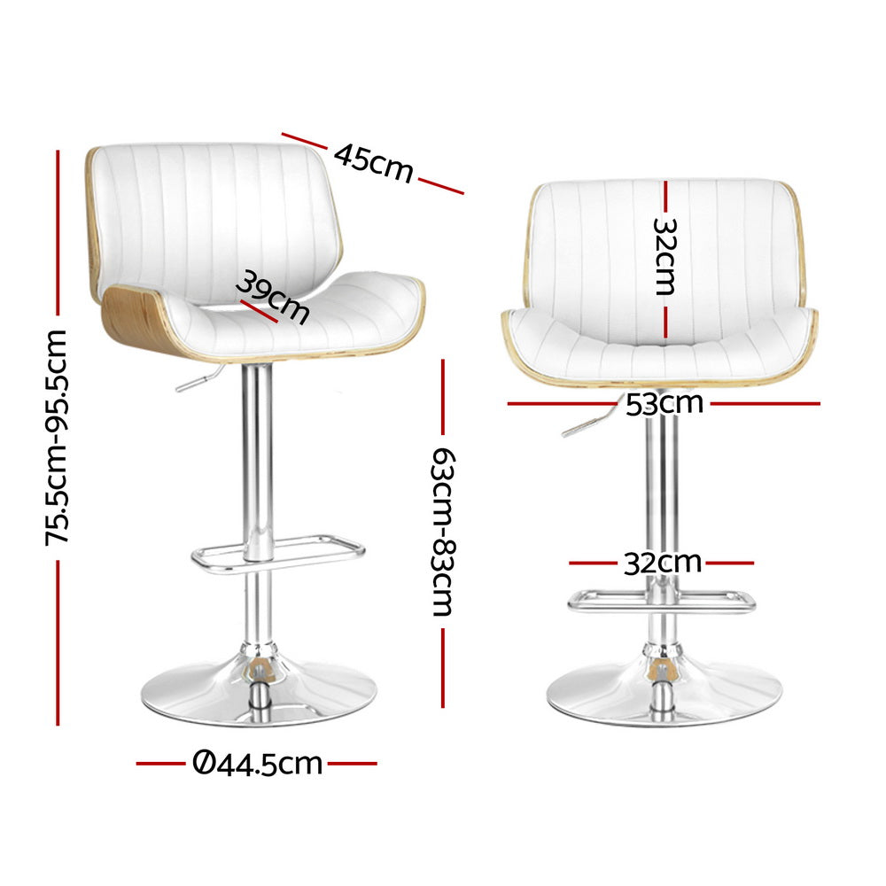Galina PU Leather Gas-Lift Swivel Bar Stool Set of 4 – White