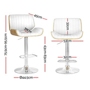 Galina PU Leather Gas-Lift Swivel Bar Stool Set of 4 – White